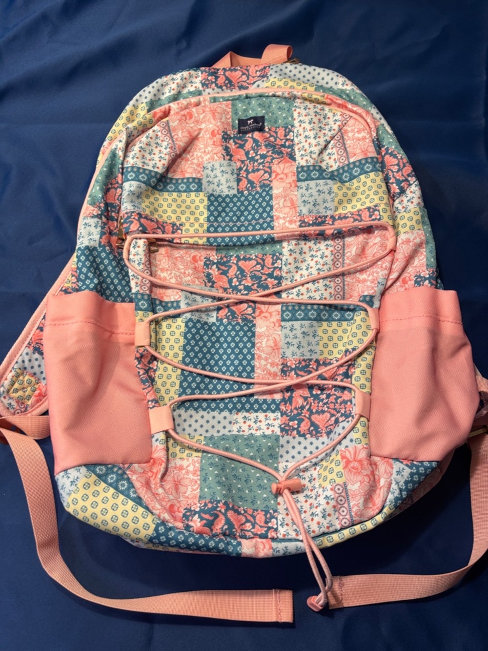 Simply Southern Pink Patchwork Floral Backpack with Coral Accents